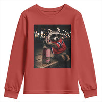 Funny Raccoon Whiskey Sunglasses Norwegian Flag Youth Sweatshirt Viral Trash Panda Football Texas Souvenir Meme