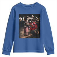 Funny Raccoon Whiskey Sunglasses Norwegian Flag Youth Sweatshirt Viral Trash Panda Football Texas Souvenir Meme