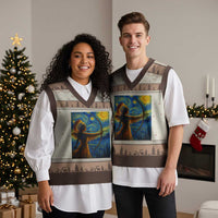 Native American Indian Women V-Neck Knit Sweater Vest Starry Night Indigenous Pride - Wonder Print Shop