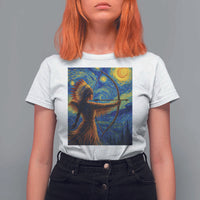 Native American Indian Women T Shirt For Women Starry Night Indigenous Pride - Wonder Print Shop