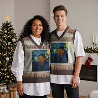 Native American MMIW V-Neck Knit Sweater Vest Starry Night Indigenous People Day - Wonder Print Shop