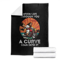 Funny Jesus Christian Motorcycle Throw Blanket When Life Throws You A Curve Lean Into It - Wonder Print Shop