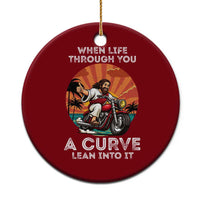 Funny Jesus Christian Motorcycle Ceramic Ornament When Life Throws You A Curve Lean Into It - Wonder Print Shop