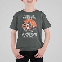 Funny Jesus Christian Motorcycle T Shirt For Kid When Life Throws You A Curve Lean Into It - Wonder Print Shop