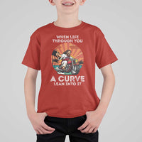 Funny Jesus Christian Motorcycle T Shirt For Kid When Life Throws You A Curve Lean Into It - Wonder Print Shop