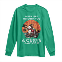 Funny Jesus Christian Motorcycle Long Sleeve Shirt When Life Throws You A Curve Lean Into It - Wonder Print Shop