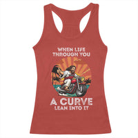 Funny Jesus Christian Motorcycle Racerback Tank Top When Life Throws You A Curve Lean Into It - Wonder Print Shop