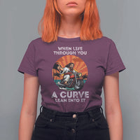 Funny Jesus Christian Motorcycle T Shirt For Women When Life Throws You A Curve Lean Into It - Wonder Print Shop