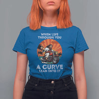 Funny Jesus Christian Motorcycle T Shirt For Women When Life Throws You A Curve Lean Into It - Wonder Print Shop