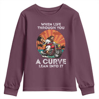 Funny Jesus Christian Motorcycle Youth Sweatshirt When Life Throws You A Curve Lean Into It - Wonder Print Shop