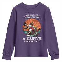 Funny Jesus Christian Motorcycle Youth Sweatshirt When Life Throws You A Curve Lean Into It - Wonder Print Shop