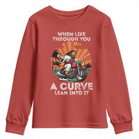 Funny Jesus Christian Motorcycle Youth Sweatshirt When Life Throws You A Curve Lean Into It - Wonder Print Shop