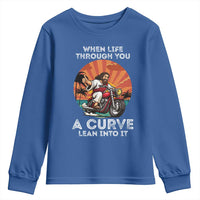 Funny Jesus Christian Motorcycle Youth Sweatshirt When Life Throws You A Curve Lean Into It - Wonder Print Shop