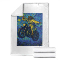 Funny Jesus Christian Motorcycle Throw Blanket Starry Night Van Gogh Biker - Wonder Print Shop