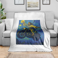 Funny Jesus Christian Motorcycle Throw Blanket Starry Night Van Gogh Biker - Wonder Print Shop