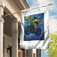 Funny Jesus Christian Motorcycle Garden Flag Starry Night Van Gogh Biker - Wonder Print Shop