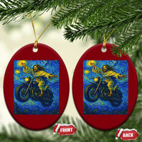 Funny Jesus Christian Motorcycle Ceramic Ornament Starry Night Van Gogh Biker - Wonder Print Shop