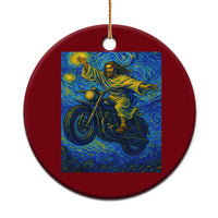 Funny Jesus Christian Motorcycle Ceramic Ornament Starry Night Van Gogh Biker - Wonder Print Shop