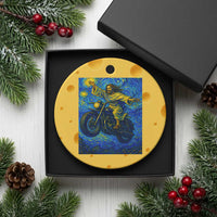 Funny Jesus Christian Motorcycle Ceramic Ornament Starry Night Van Gogh Biker - Wonder Print Shop