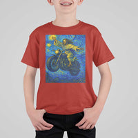 Funny Jesus Christian Motorcycle T Shirt For Kid Starry Night Van Gogh Biker - Wonder Print Shop