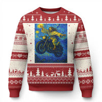 Funny Jesus Christian Motorcycle Ugly Christmas Sweater Starry Night Van Gogh Biker - Wonder Print Shop