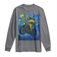 Funny Jesus Christian Motorcycle Long Sleeve Shirt Starry Night Van Gogh Biker - Wonder Print Shop