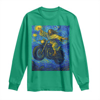 Funny Jesus Christian Motorcycle Long Sleeve Shirt Starry Night Van Gogh Biker - Wonder Print Shop