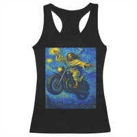 Funny Jesus Christian Motorcycle Racerback Tank Top Starry Night Van Gogh Biker - Wonder Print Shop