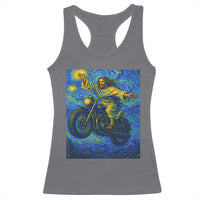 Funny Jesus Christian Motorcycle Racerback Tank Top Starry Night Van Gogh Biker - Wonder Print Shop