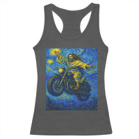 Funny Jesus Christian Motorcycle Racerback Tank Top Starry Night Van Gogh Biker - Wonder Print Shop