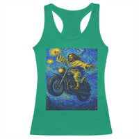 Funny Jesus Christian Motorcycle Racerback Tank Top Starry Night Van Gogh Biker - Wonder Print Shop