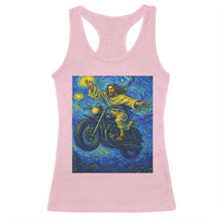 Funny Jesus Christian Motorcycle Racerback Tank Top Starry Night Van Gogh Biker - Wonder Print Shop