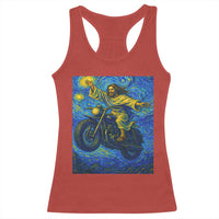 Funny Jesus Christian Motorcycle Racerback Tank Top Starry Night Van Gogh Biker - Wonder Print Shop