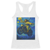 Funny Jesus Christian Motorcycle Racerback Tank Top Starry Night Van Gogh Biker - Wonder Print Shop