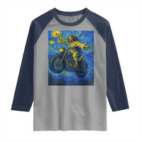 Funny Jesus Christian Motorcycle Raglan Shirt Starry Night Van Gogh Biker - Wonder Print Shop