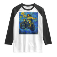 Funny Jesus Christian Motorcycle Raglan Shirt Starry Night Van Gogh Biker - Wonder Print Shop