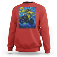 Funny Jesus Christian Motorcycle Sweatshirt Starry Night Van Gogh Biker - Wonder Print Shop