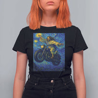 Funny Jesus Christian Motorcycle T Shirt For Women Starry Night Van Gogh Biker - Wonder Print Shop