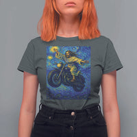 Funny Jesus Christian Motorcycle T Shirt For Women Starry Night Van Gogh Biker - Wonder Print Shop