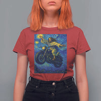Funny Jesus Christian Motorcycle T Shirt For Women Starry Night Van Gogh Biker - Wonder Print Shop