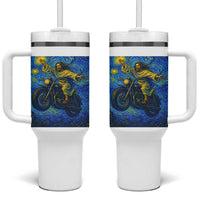 Funny Jesus Christian Motorcycle Tumbler With Handle Starry Night Van Gogh Biker