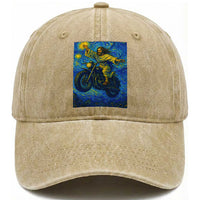 Funny Jesus Christian Motorcycle Washed Cotton Baseball Cap Starry Night Van Gogh Biker