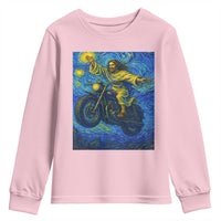 Funny Jesus Christian Motorcycle Youth Sweatshirt Starry Night Van Gogh Biker - Wonder Print Shop