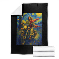 Jesus Christian Motorcycle Starry Night Van Gogh Throw Blanket - Wonder Print Shop