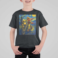 Jesus Christian Motorcycle Starry Night Van Gogh T Shirt For Kid - Wonder Print Shop