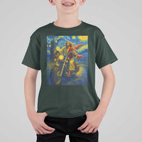 Jesus Christian Motorcycle Starry Night Van Gogh T Shirt For Kid - Wonder Print Shop