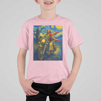 Jesus Christian Motorcycle Starry Night Van Gogh T Shirt For Kid - Wonder Print Shop