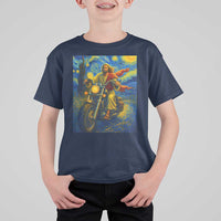 Jesus Christian Motorcycle Starry Night Van Gogh T Shirt For Kid - Wonder Print Shop