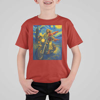 Jesus Christian Motorcycle Starry Night Van Gogh T Shirt For Kid - Wonder Print Shop