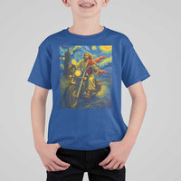 Jesus Christian Motorcycle Starry Night Van Gogh T Shirt For Kid - Wonder Print Shop